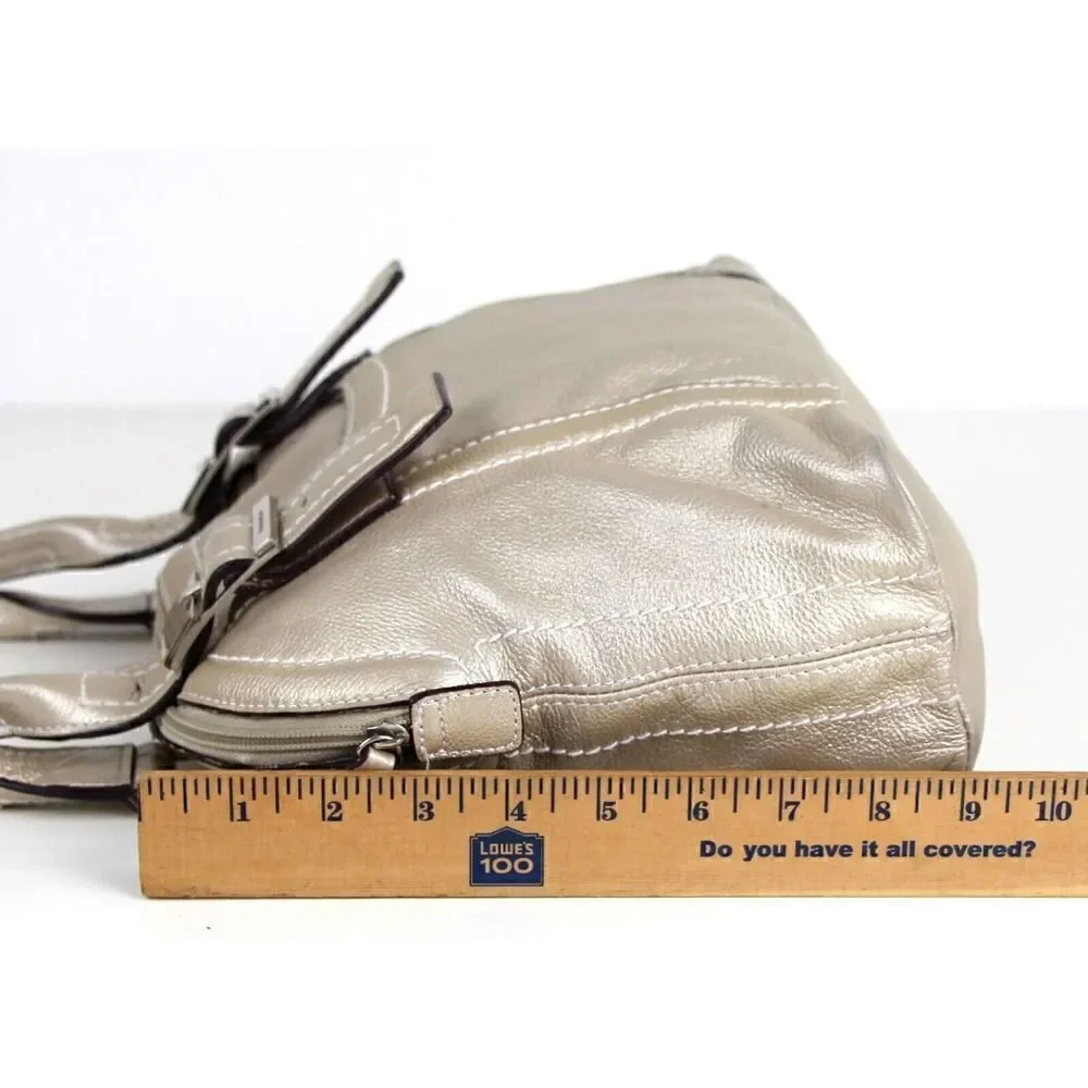 ROOMY TIGNANELLO SILVER GENUINE LEATHER SHOULDER BAG TOTE HANDBAG HOBO PURSE